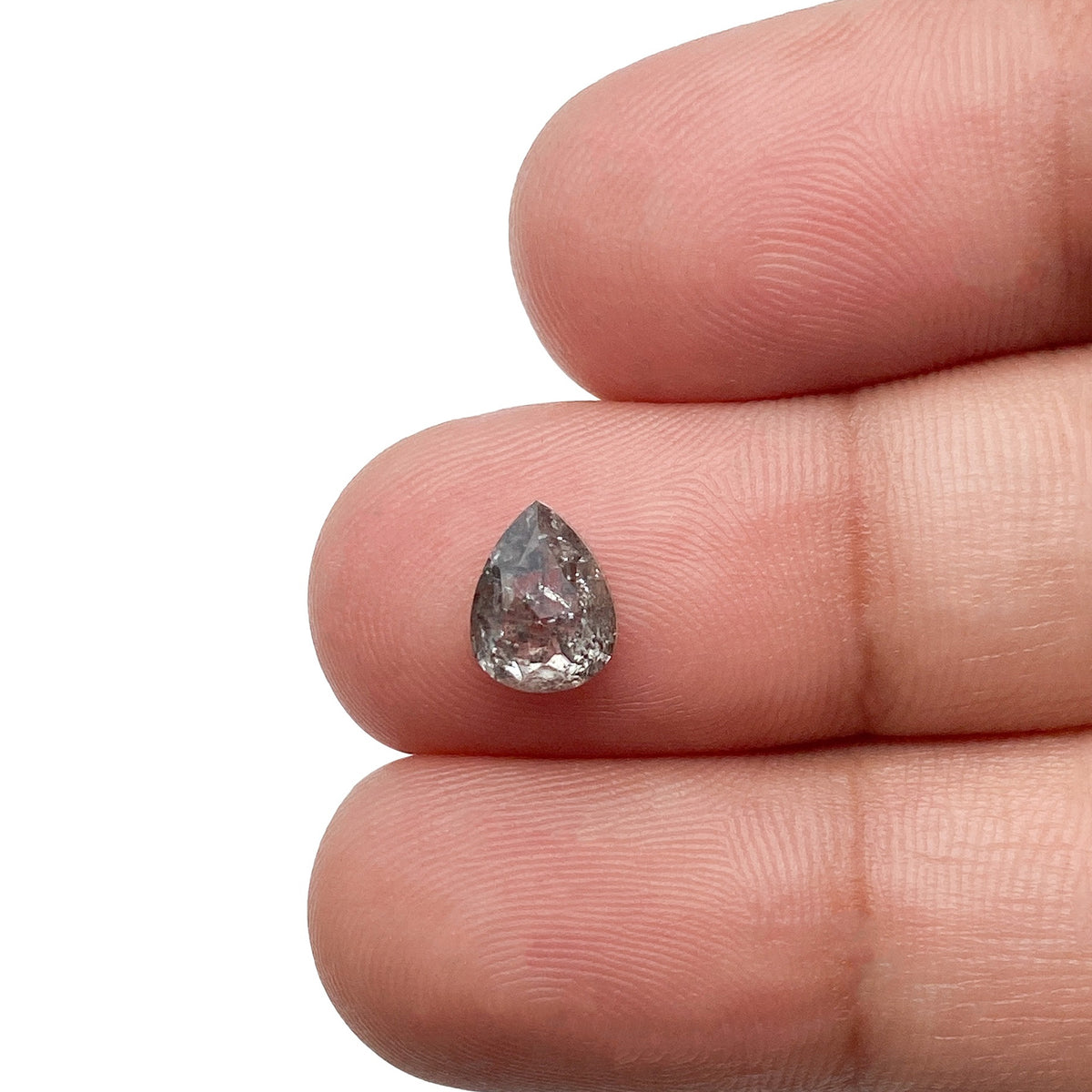 1.14ct | Salt & Pepper Pear Shape Rose Cut Diamond - Modern Rustic Diamond