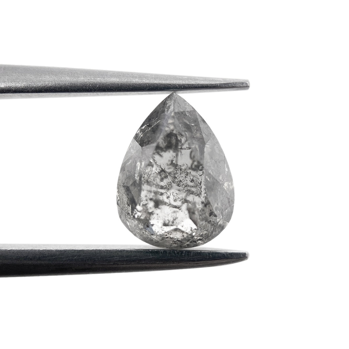 1.14ct | Salt & Pepper Pear Shape Rose Cut Diamond - Modern Rustic Diamond