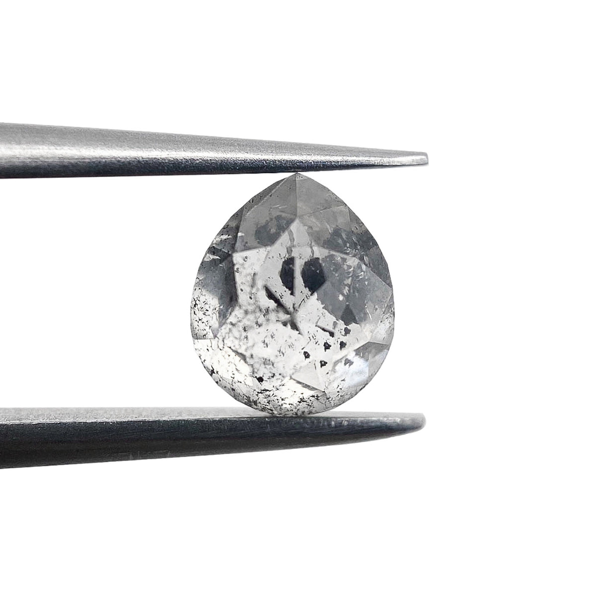1.14ct | Salt & Pepper Pear Shape Rose Cut Diamond - Modern Rustic Diamond