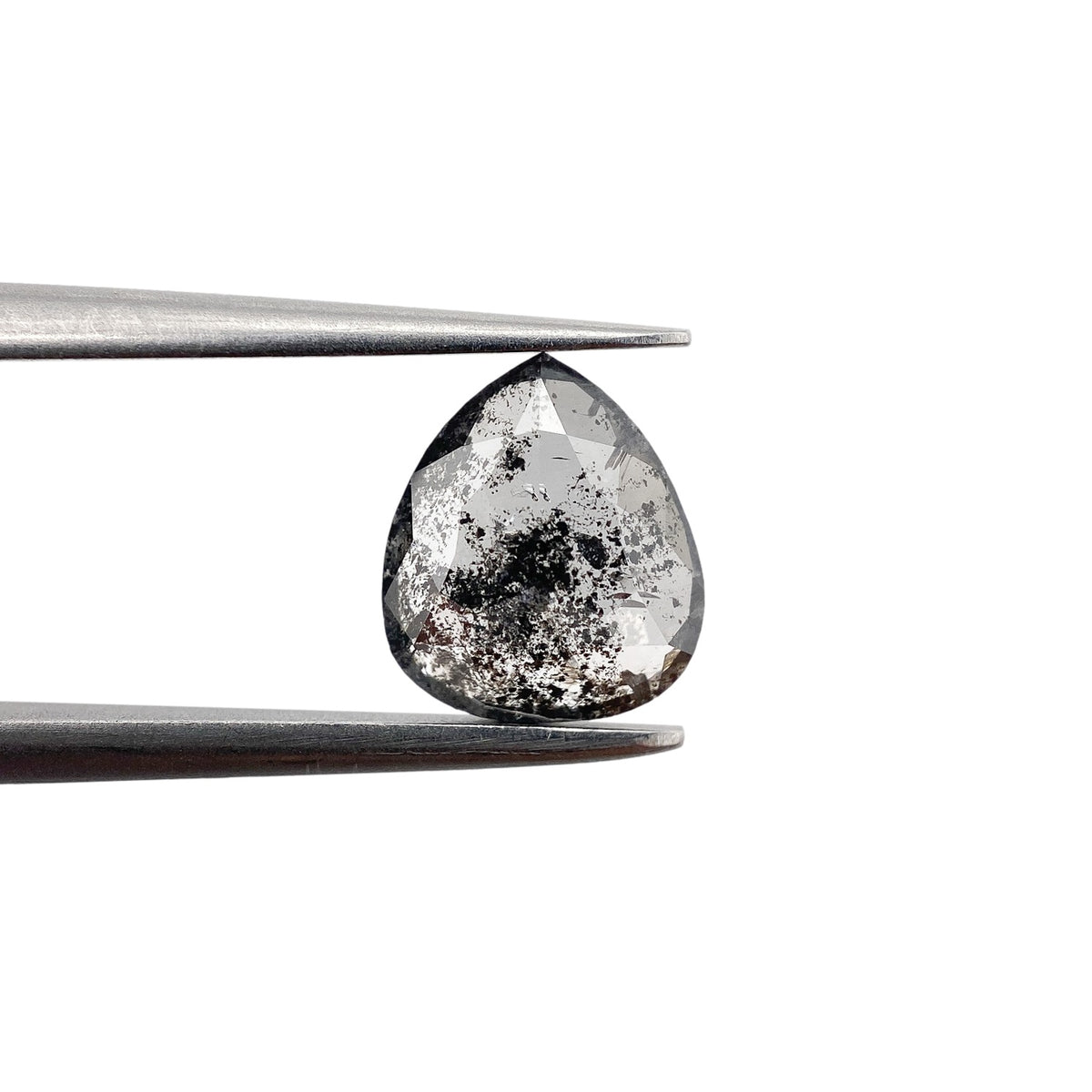 1.14ct | Salt & Pepper Pear Shape Rose Cut Diamond - Modern Rustic Diamond