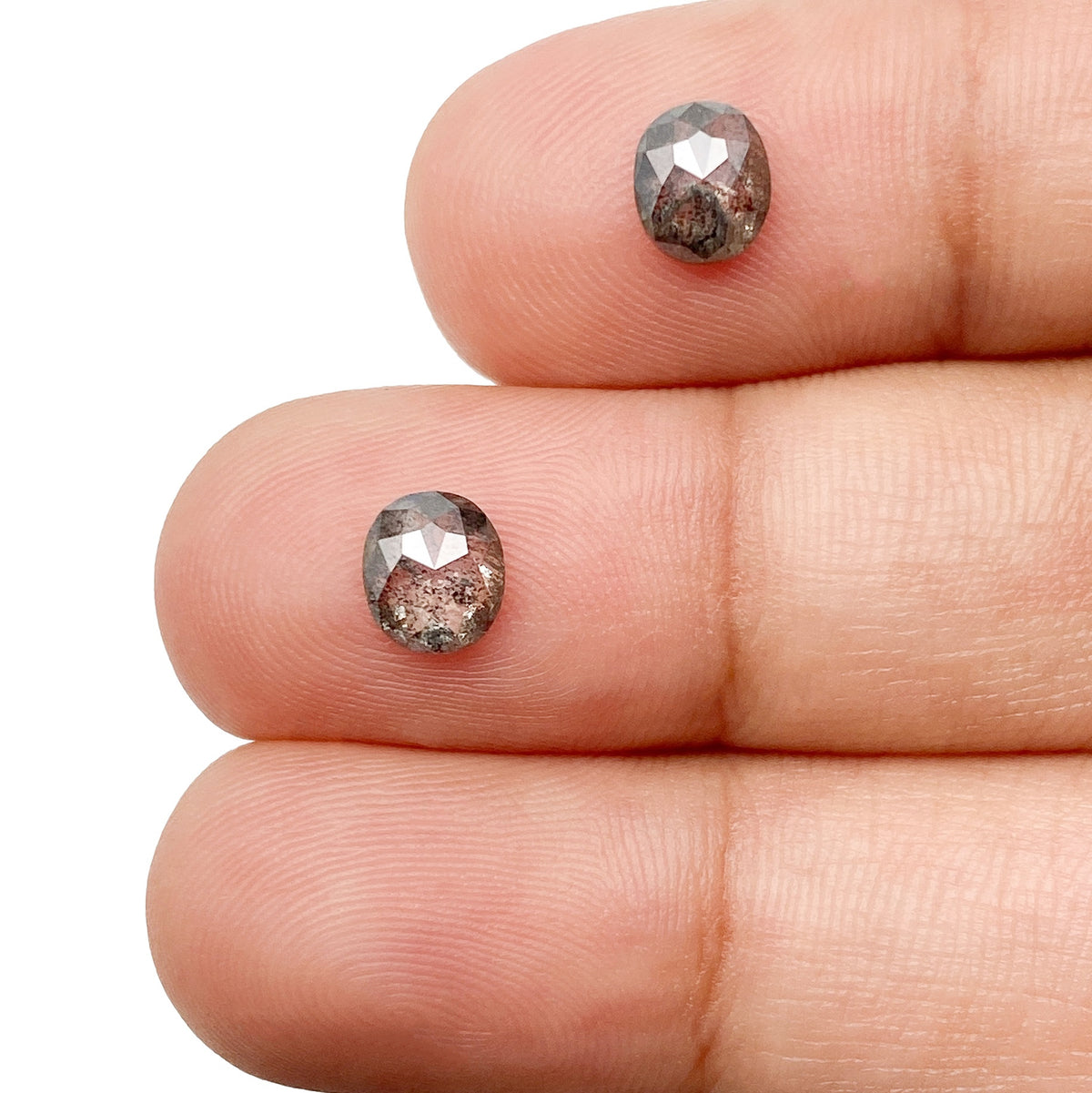 1.14cttw | Rustic  Cushion Shape Rose Cut Diamond Matched Pair - Modern Rustic Diamond