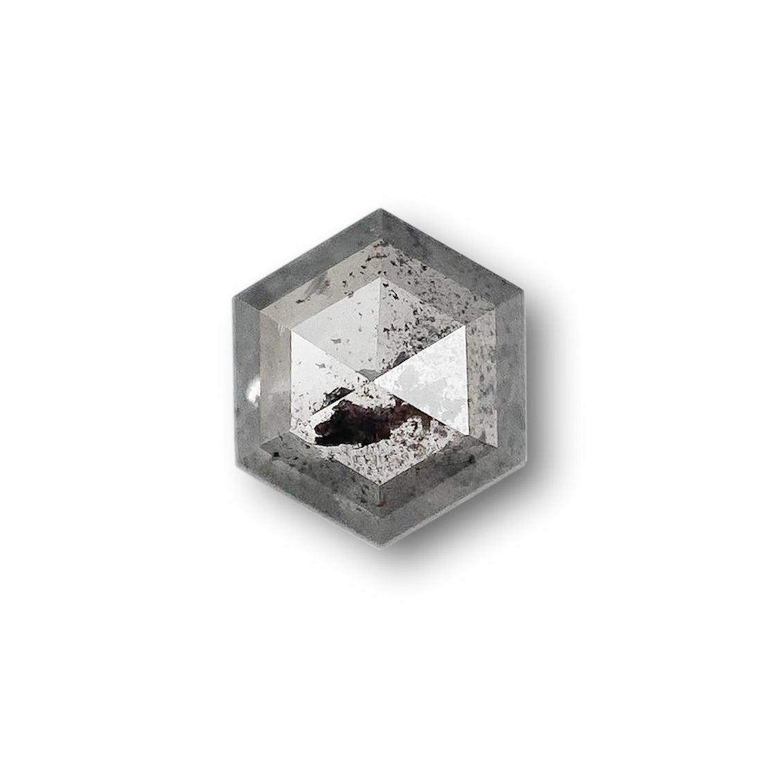 0.57ct | Salt & Pepper Hexagon Shape Rose Cut Diamond
