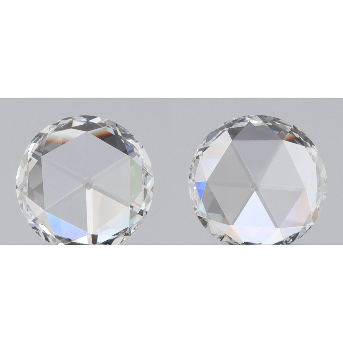 1.39cttw | D-E VVS Round Shape Rose Cut Diamond Matched Pair - Modern Rustic Diamond