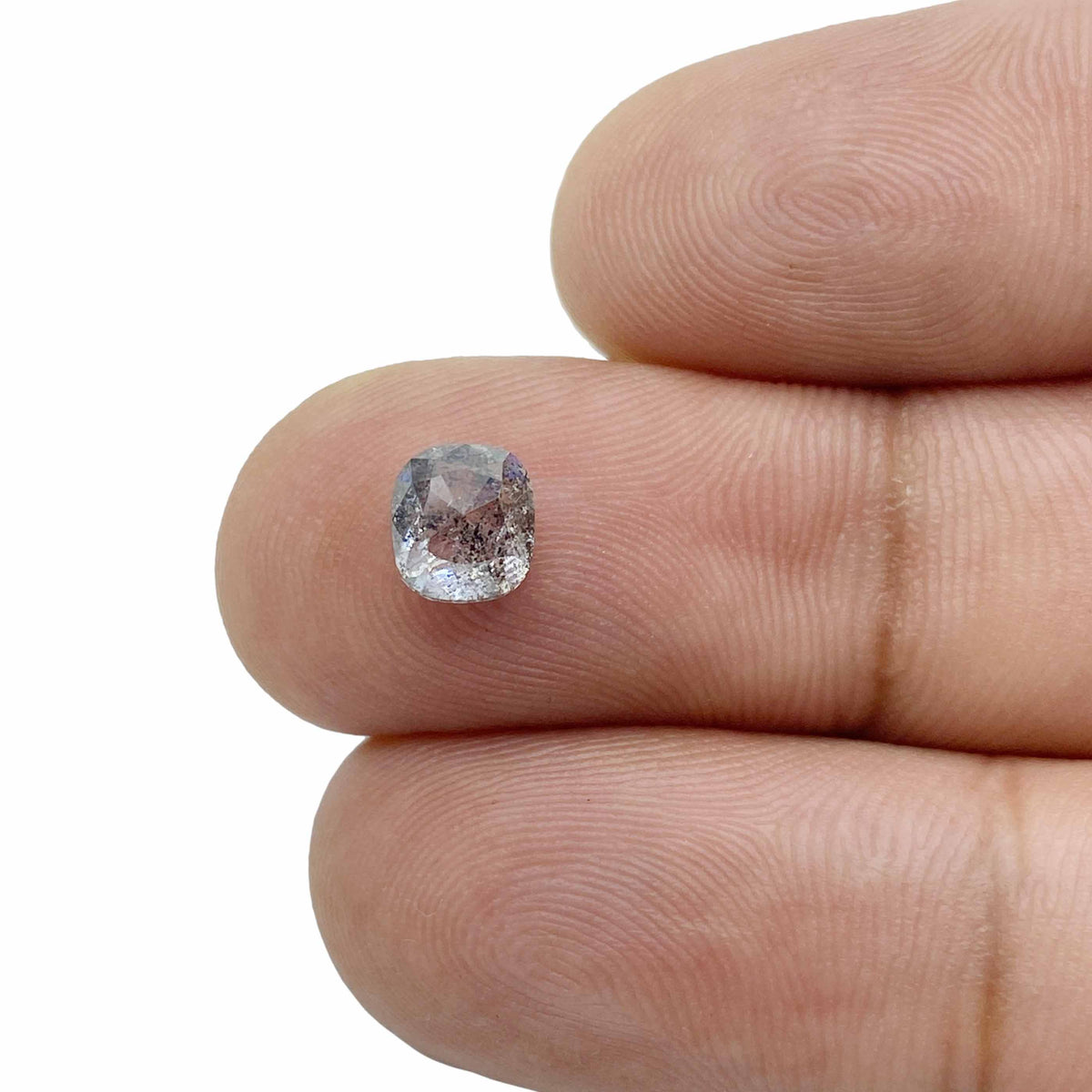 1.15ct | Salt & Pepper Cushion Shape Rose Cut Diamond - Modern Rustic Diamond