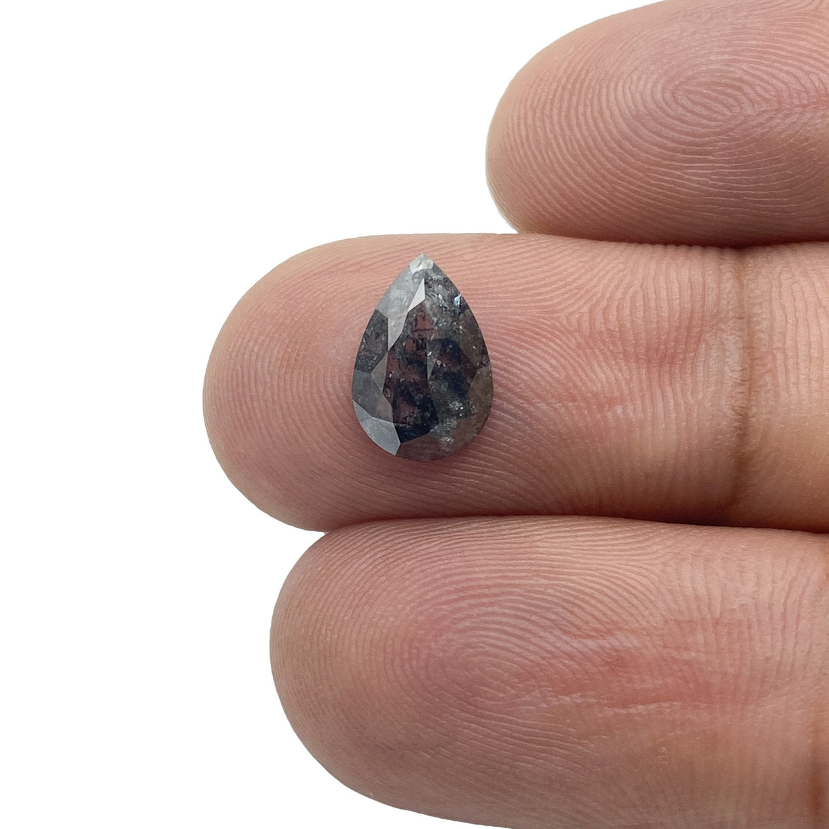 1.15ct | Salt & Pepper Pear Shape Rose Cut Diamond - Modern Rustic Diamond