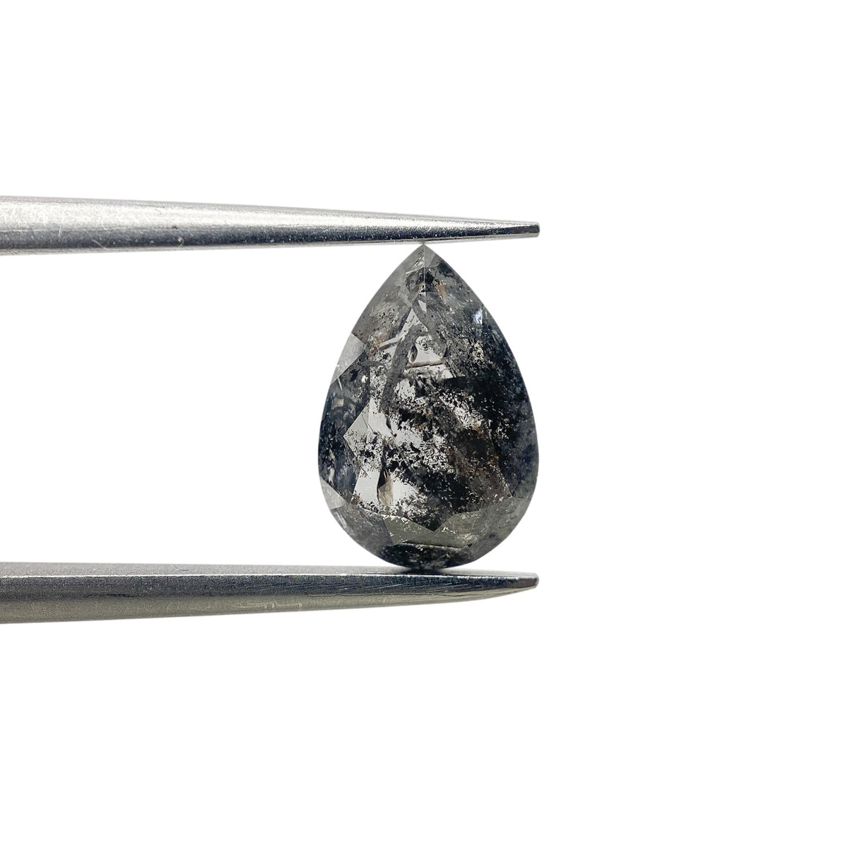 1.15ct | Salt & Pepper Pear Shape Rose Cut Diamond - Modern Rustic Diamond