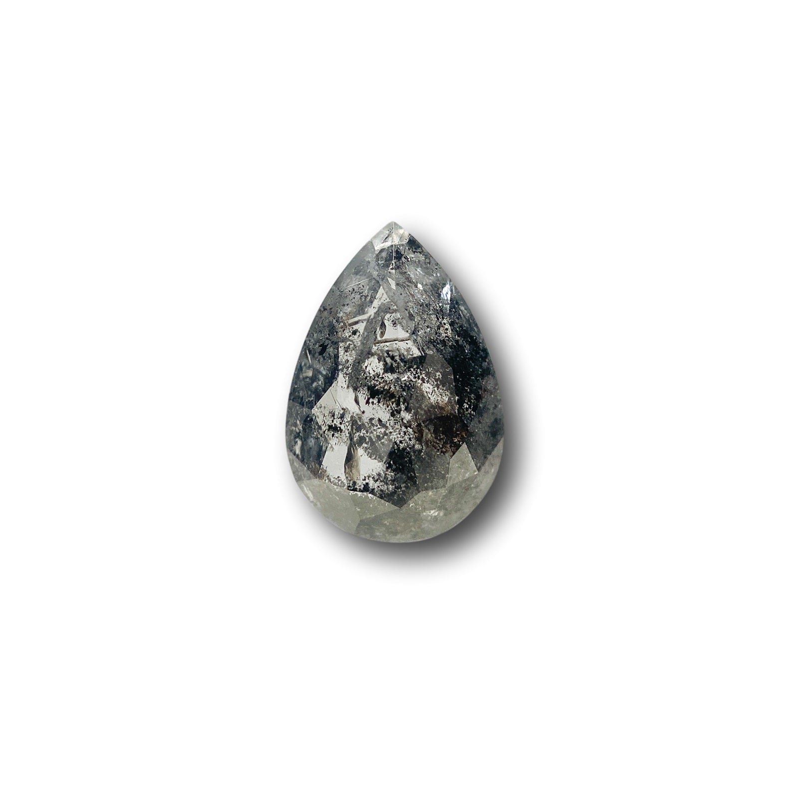 1.15ct | Salt & Pepper Pear Shape Rose Cut Diamond - Modern Rustic Diamond