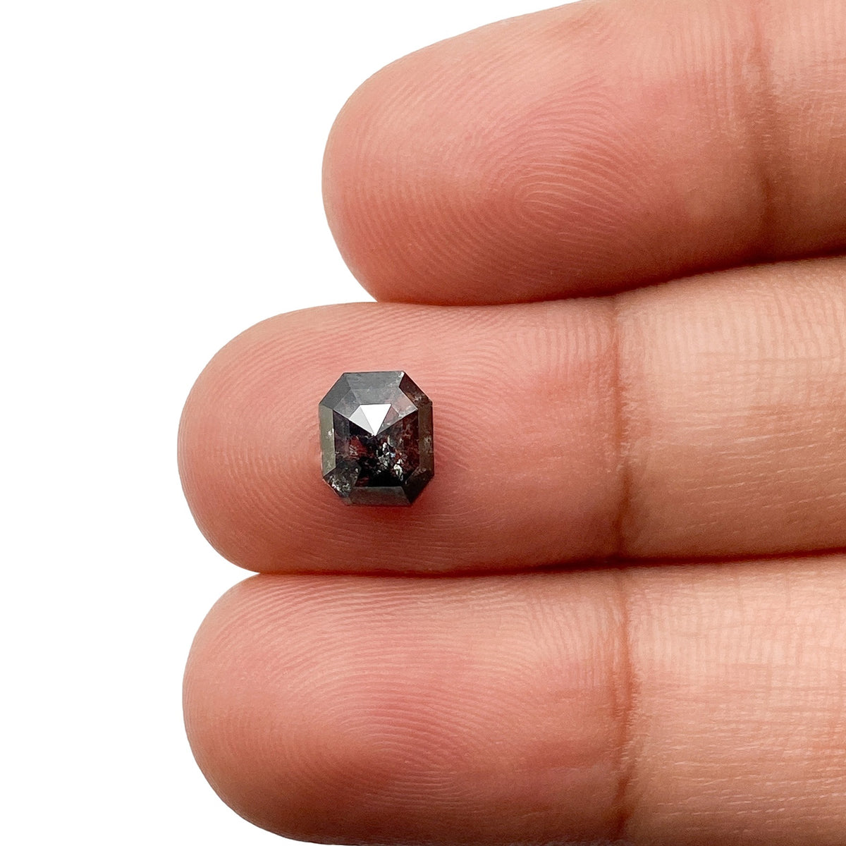 1.16ct | Salt & Pepper Emerald Shape Step Cut Diamond - Modern Rustic Diamond