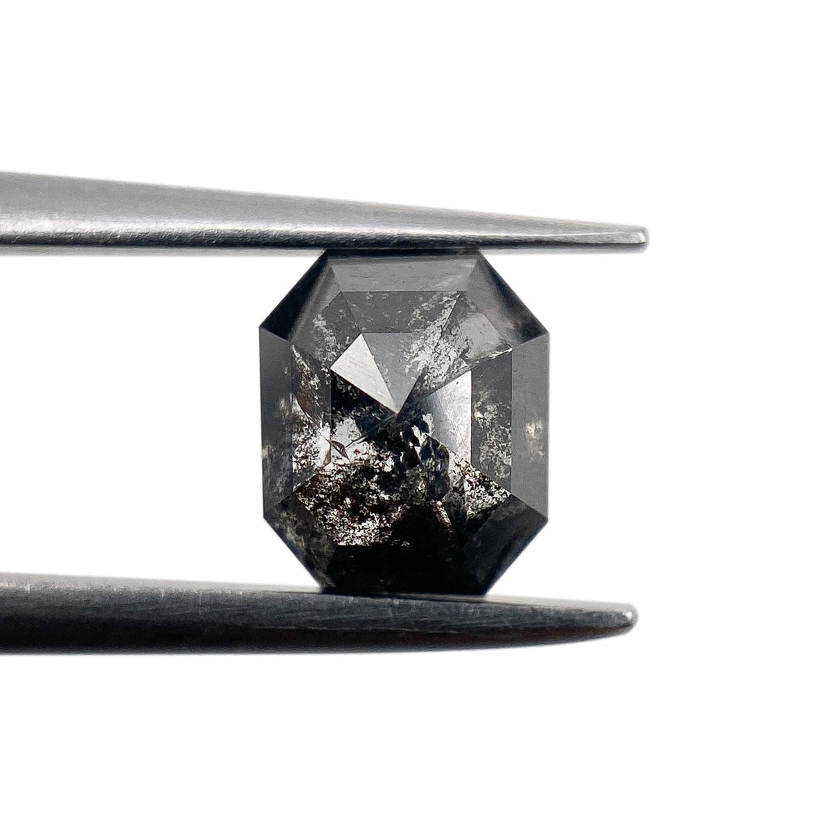 1.16ct | Salt & Pepper Emerald Shape Step Cut Diamond - Modern Rustic Diamond