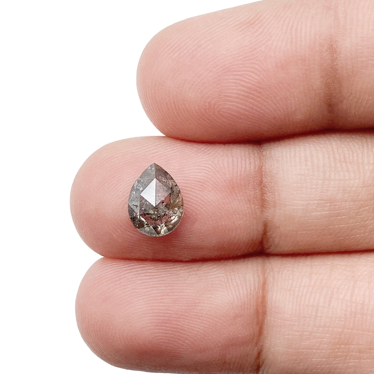1.16ct | Salt & Pepper Pear Shape Rose Cut Diamond - Modern Rustic Diamond
