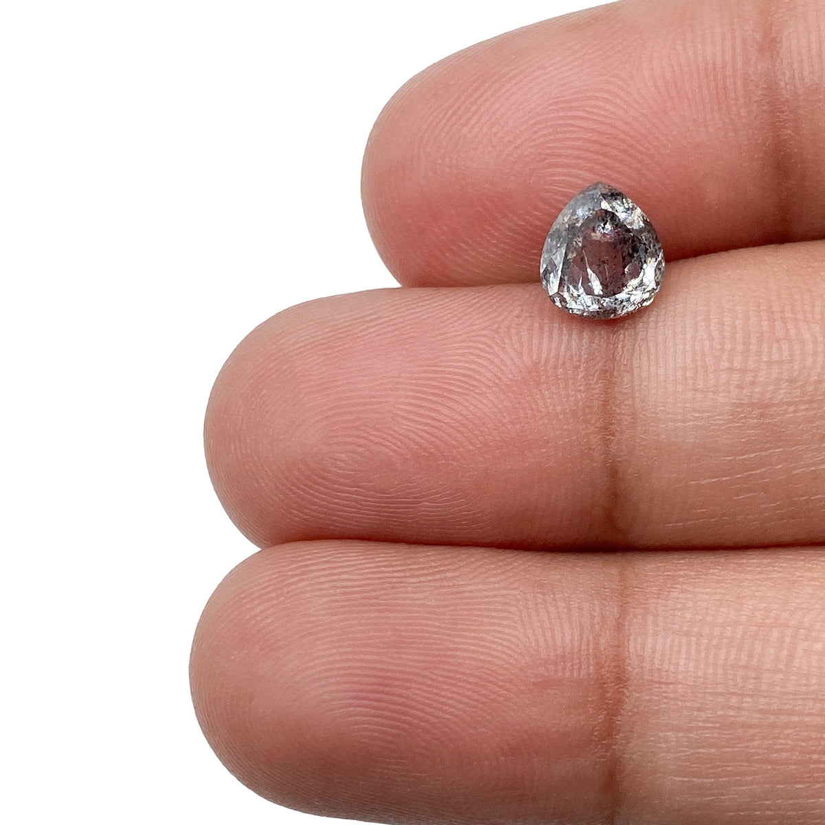 1.16ct | Salt & Pepper Pear Shape Rose Cut Diamond - Modern Rustic Diamond