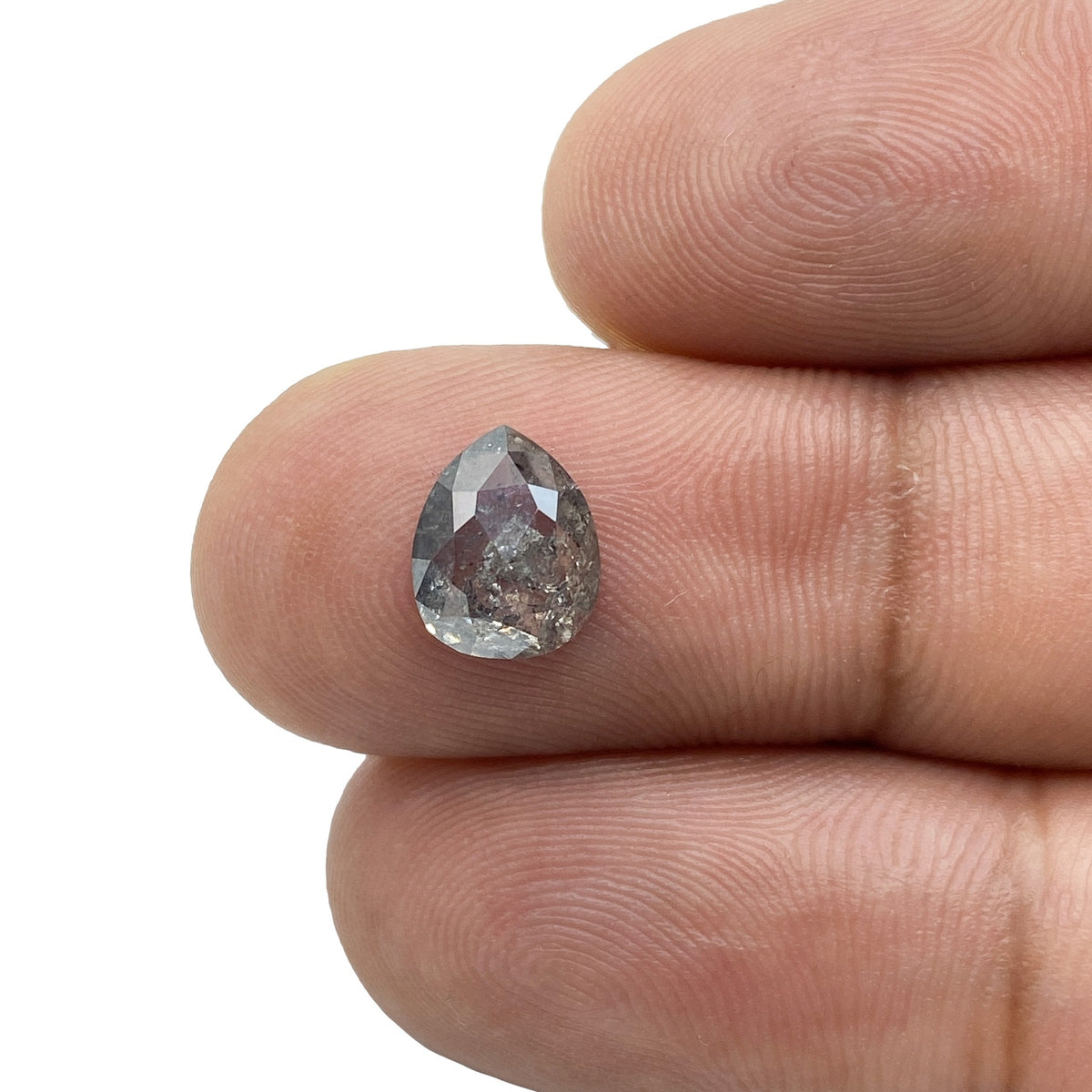 1.16ct | Salt & Pepper Pear Shape Rose Cut Diamond - Modern Rustic Diamond