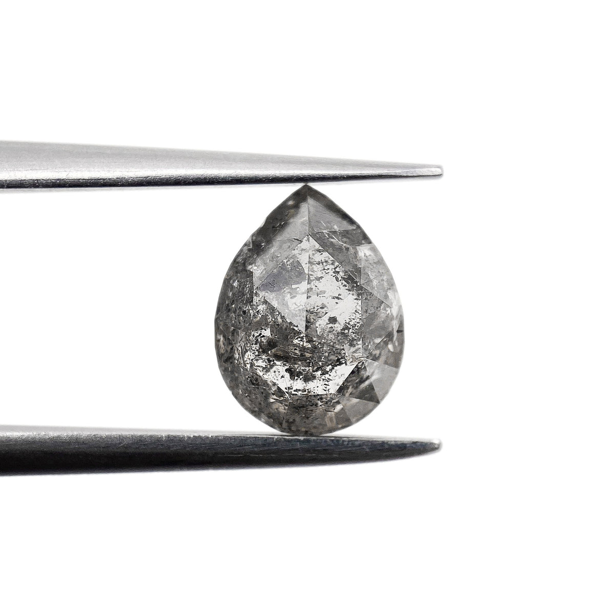 1.16ct | Salt & Pepper Pear Shape Rose Cut Diamond - Modern Rustic Diamond