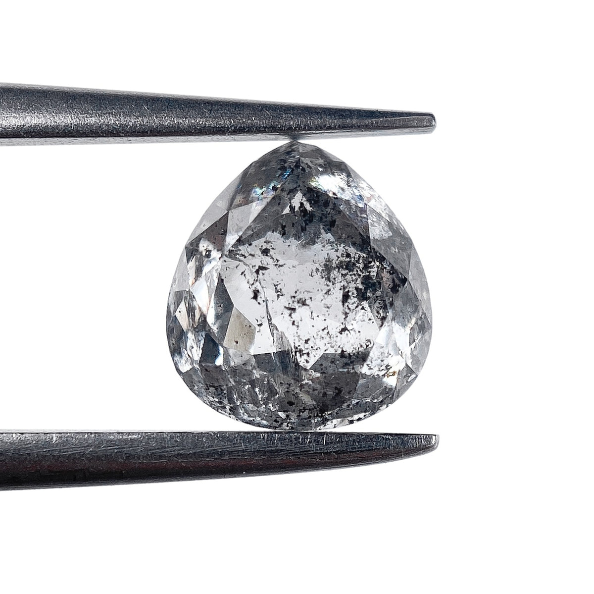 1.16ct | Salt & Pepper Pear Shape Rose Cut Diamond - Modern Rustic Diamond