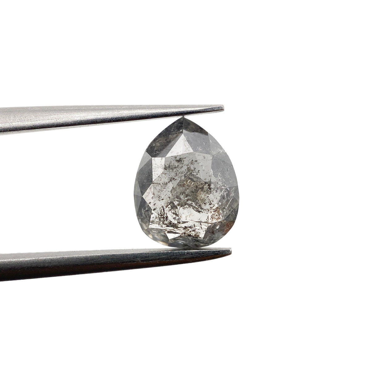 1.16ct | Salt & Pepper Pear Shape Rose Cut Diamond - Modern Rustic Diamond