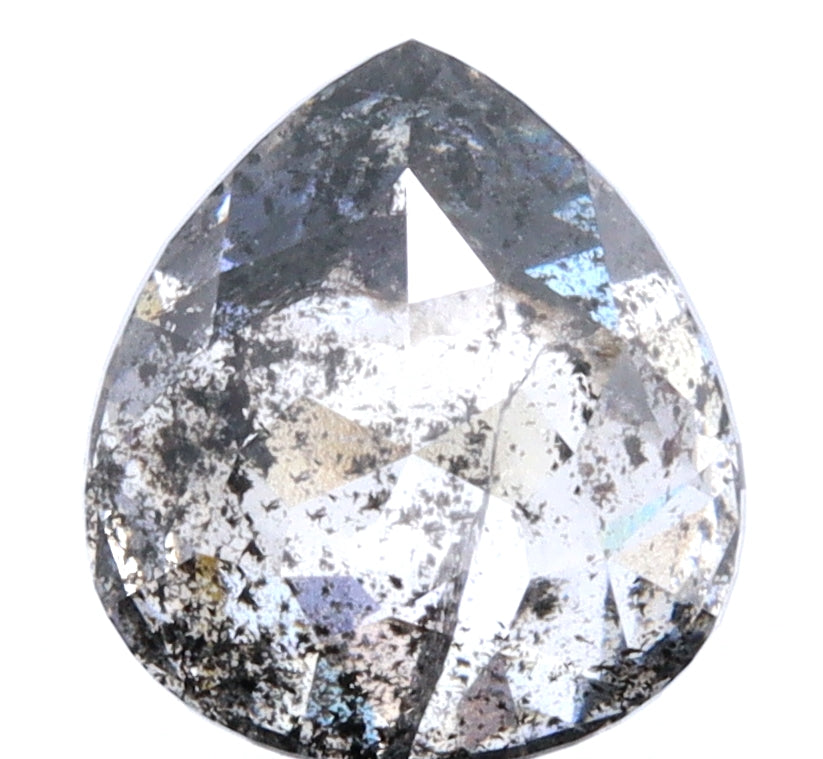 1.16ct | Salt & Pepper Pear Shape Rose Cut Diamond - Modern Rustic Diamond