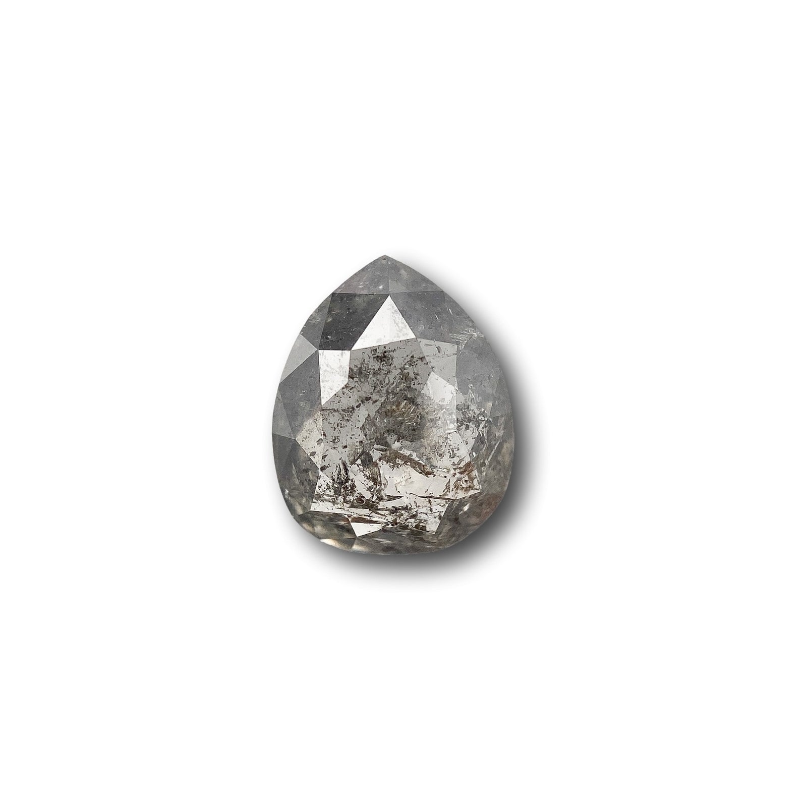 1.16ct | Salt & Pepper Pear Shape Rose Cut Diamond - Modern Rustic Diamond