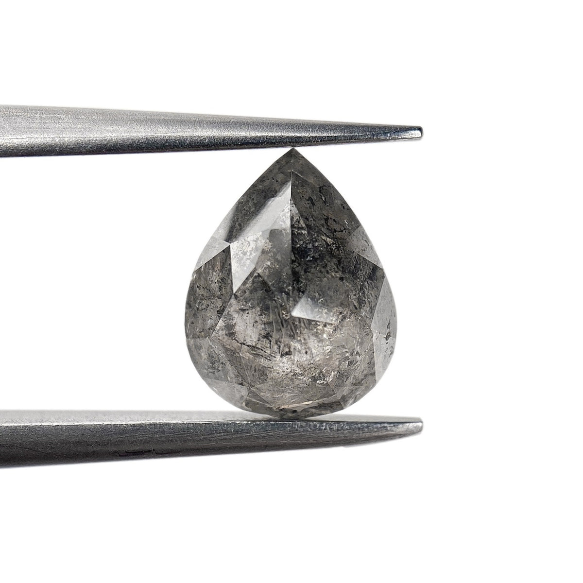 1.17ct | Salt & Pepper Pear Shape Rose Cut Diamond - Modern Rustic Diamond