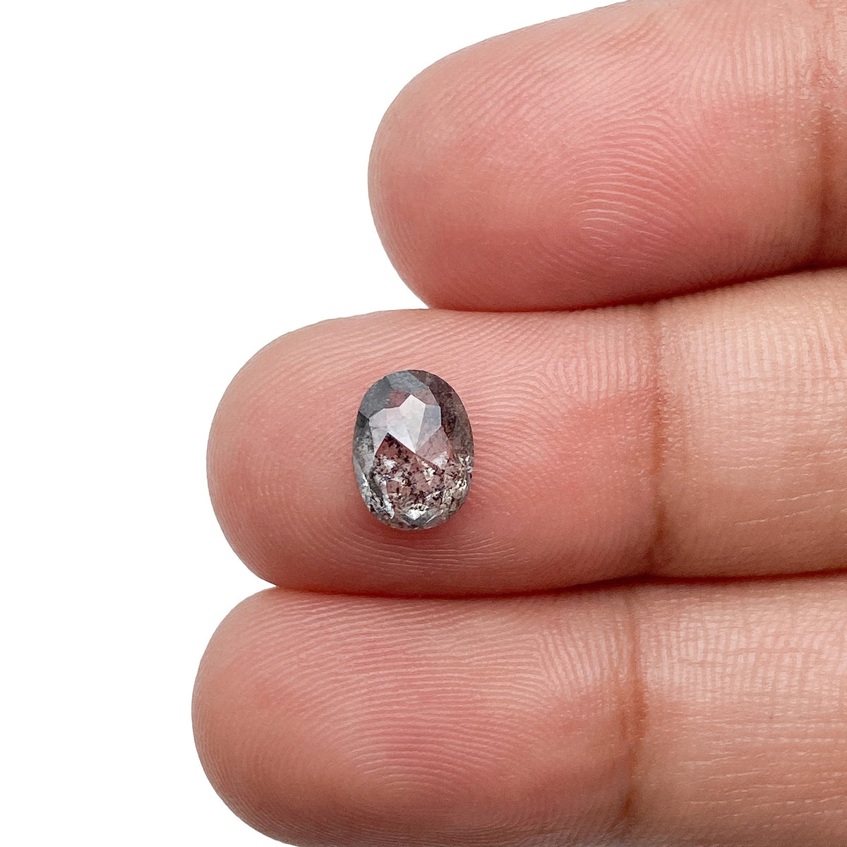 1.18ct | Salt & Pepper Oval Shape Rose Cut Diamond - Modern Rustic Diamond