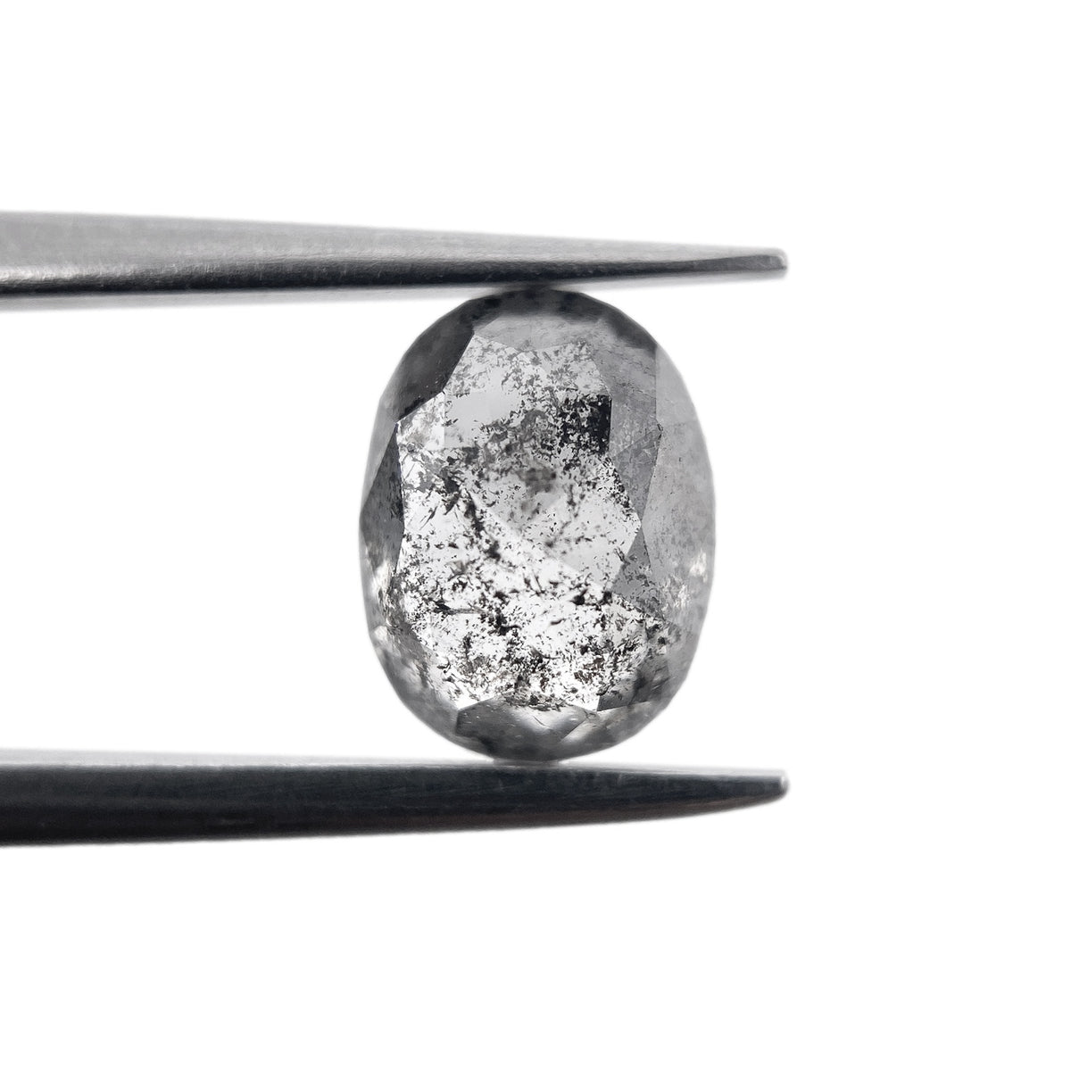 1.18ct | Salt & Pepper Oval Shape Rose Cut Diamond - Modern Rustic Diamond