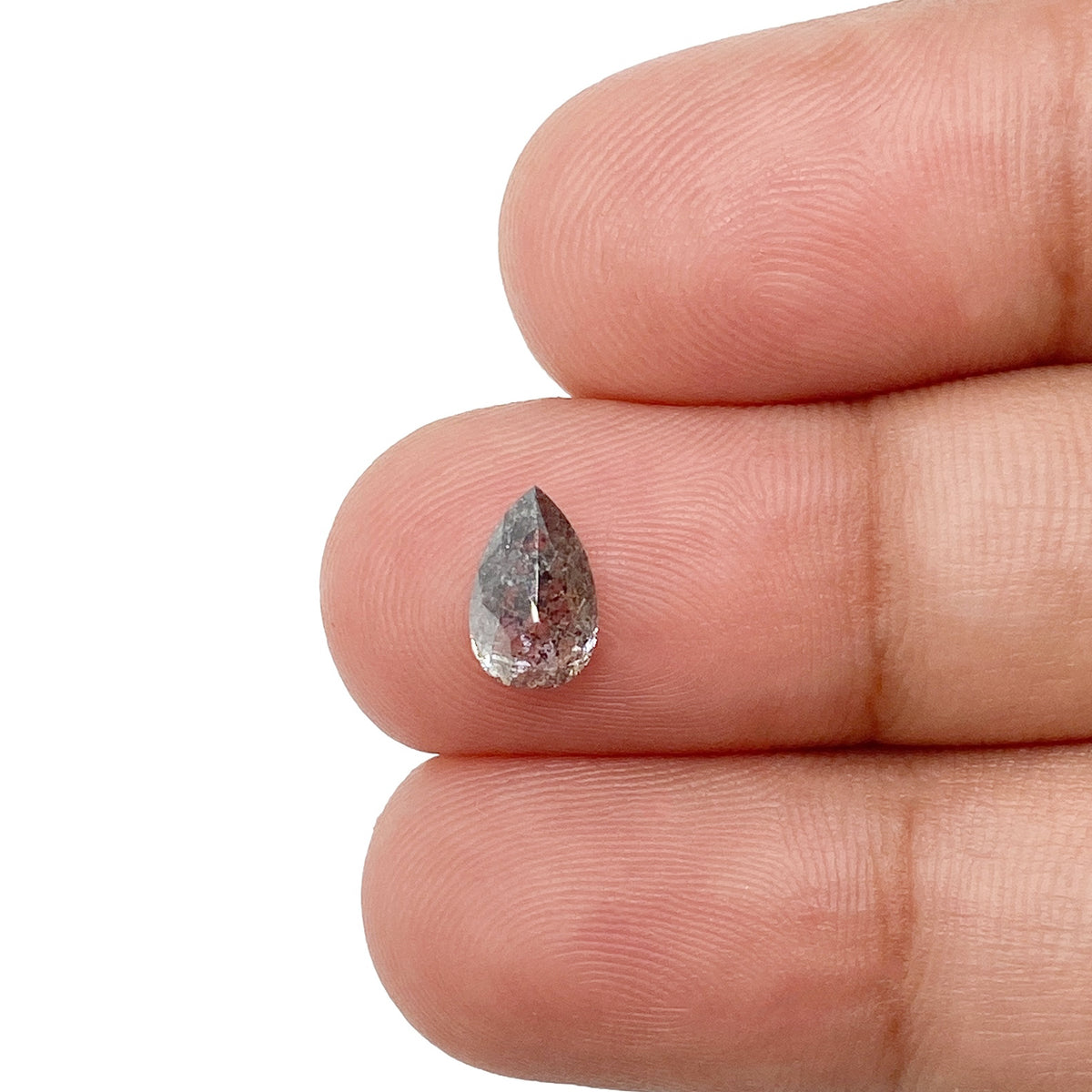 1.18ct | Salt & Pepper Pear Shape Rose Cut Diamond - Modern Rustic Diamond
