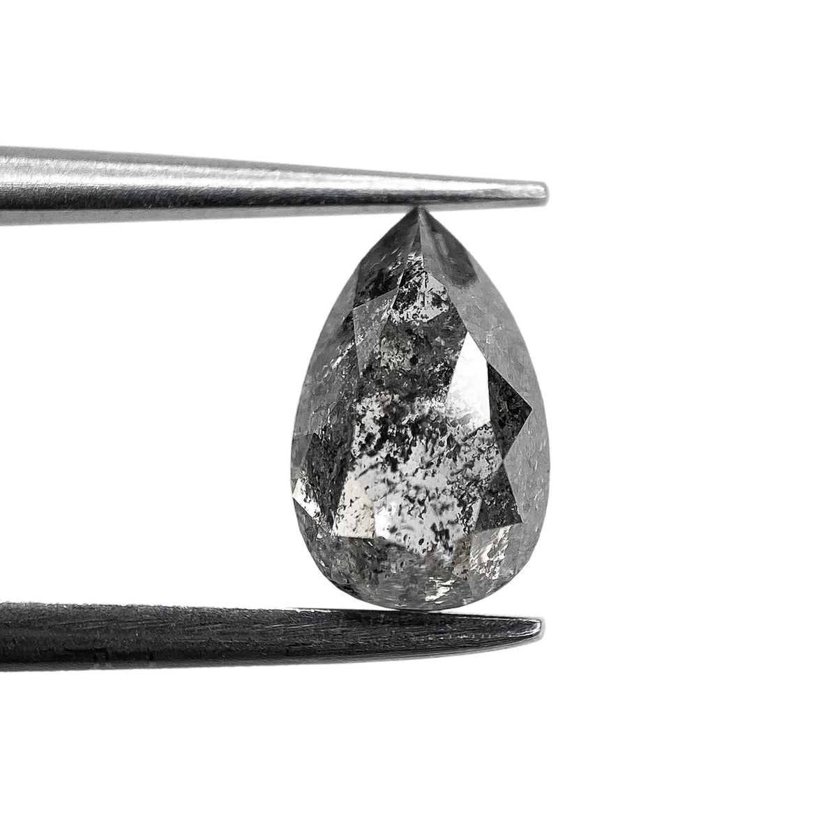 1.18ct | Salt & Pepper Pear Shape Rose Cut Diamond - Modern Rustic Diamond