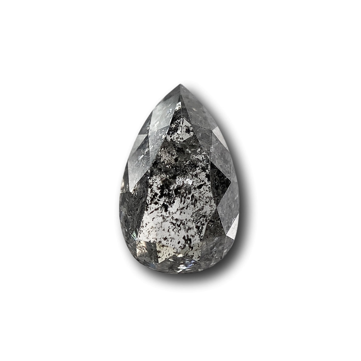1.18ct | Salt & Pepper Pear Shape Rose Cut Diamond - Modern Rustic Diamond