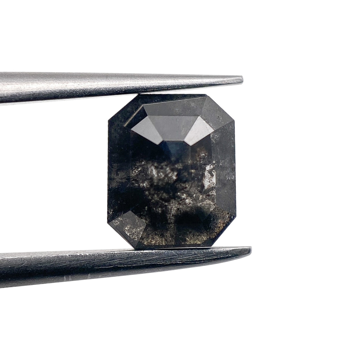 1.19ct | Salt & Pepper Emerald Shape Rose Cut Diamond - Modern Rustic Diamond