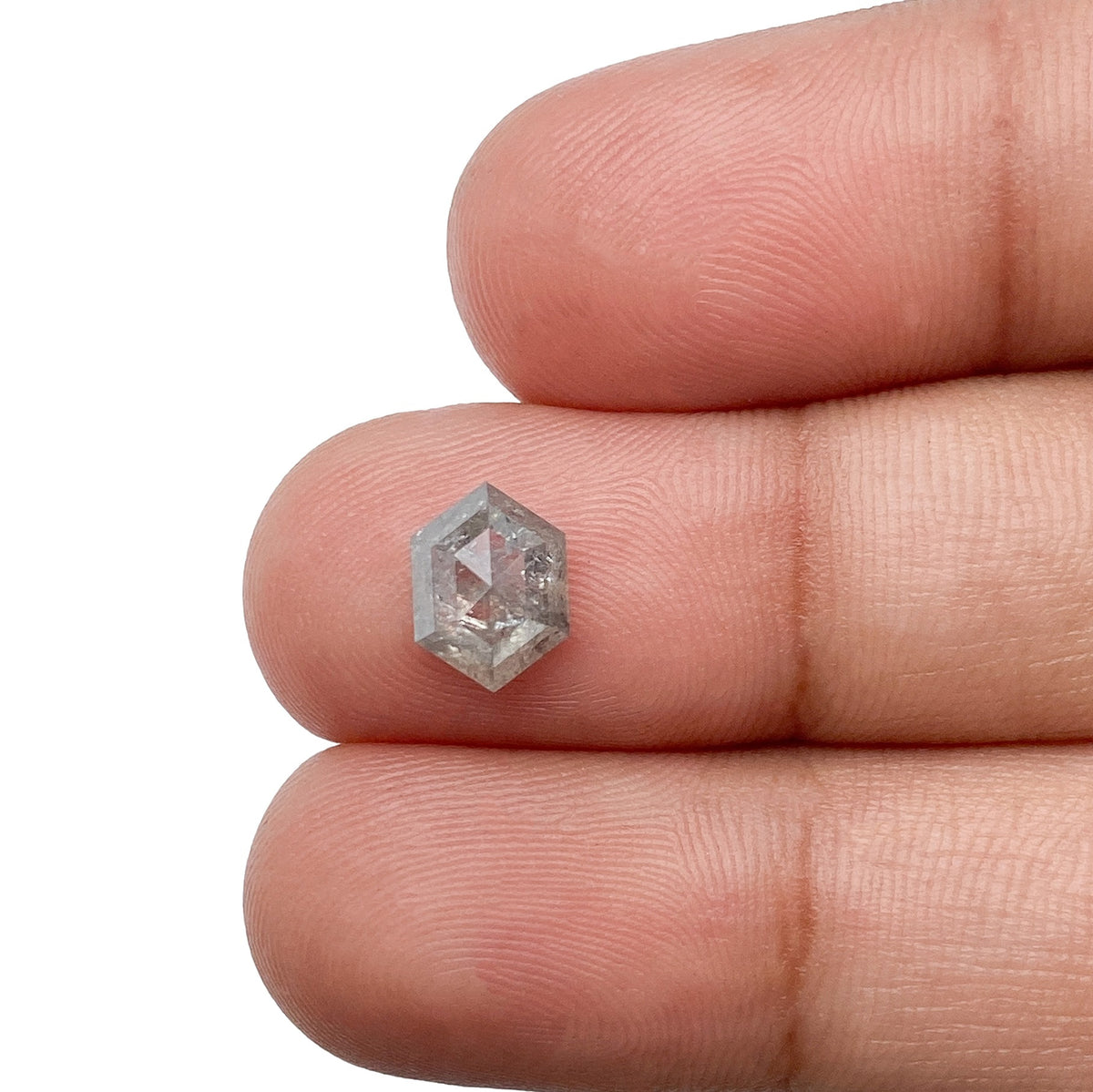 1.19ct | Salt & Pepper Hexagon Shape Rose Cut Diamond - Modern Rustic Diamond
