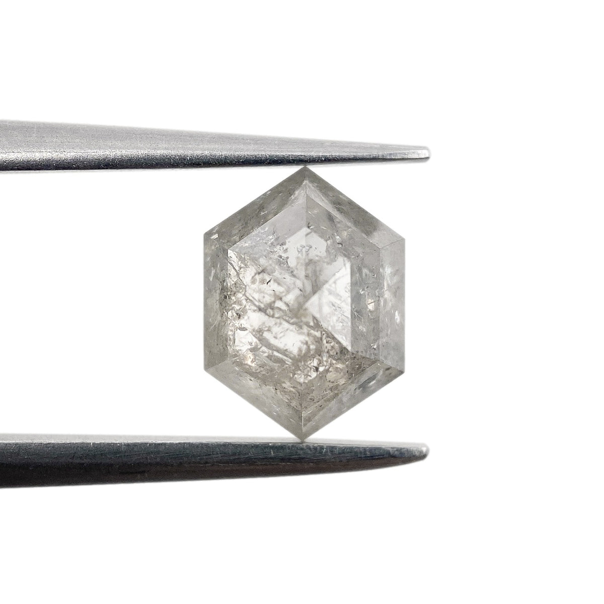 1.19ct | Salt & Pepper Hexagon Shape Rose Cut Diamond - Modern Rustic Diamond