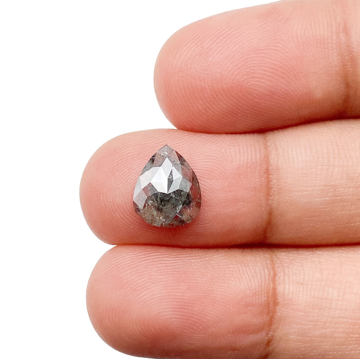 1.19ct | Salt & Pepper Pear Shape Rose Cut Diamond - Modern Rustic Diamond