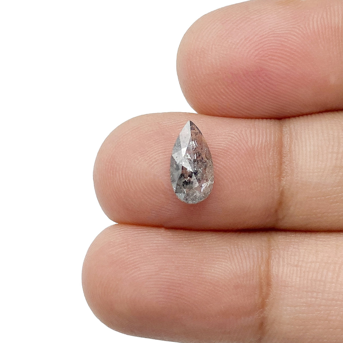 1.19ct | Salt & Pepper Pear Shape Rose Cut Diamond - Modern Rustic Diamond