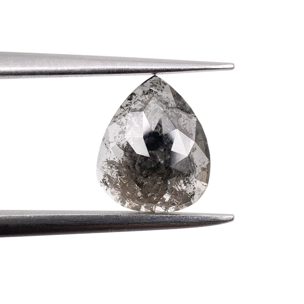 1.19ct | Salt & Pepper Pear Shape Rose Cut Diamond - Modern Rustic Diamond