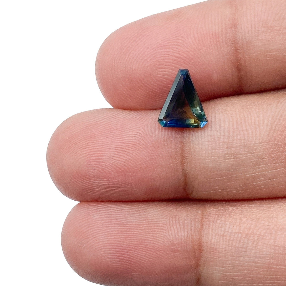 1.19ct | Step Cut Shield Shape Blue Montana Sapphire-Modern Rustic Diamond