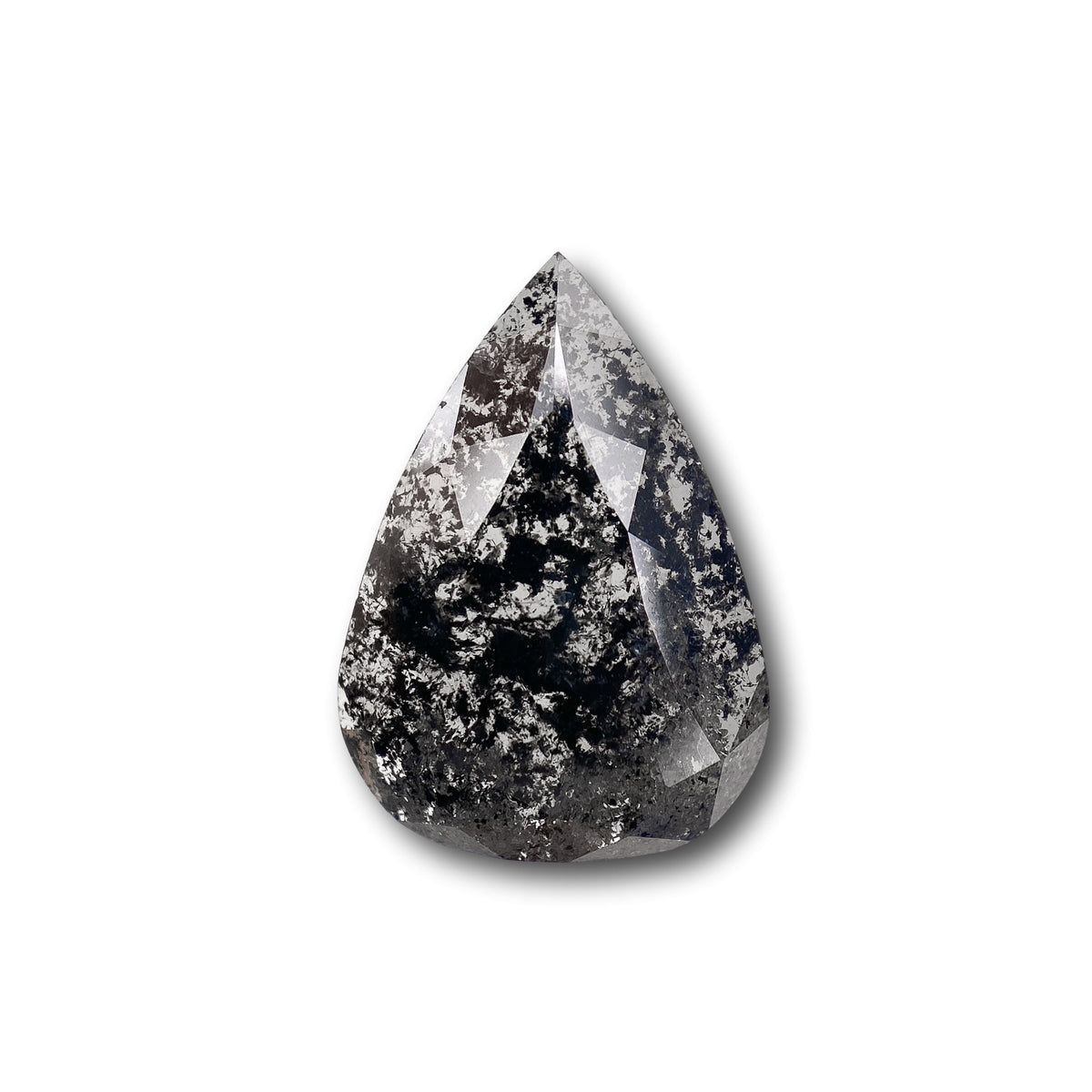 2.71ct | Salt & Pepper Pear Shape Rose Cut Diamond - Modern Rustic Diamond