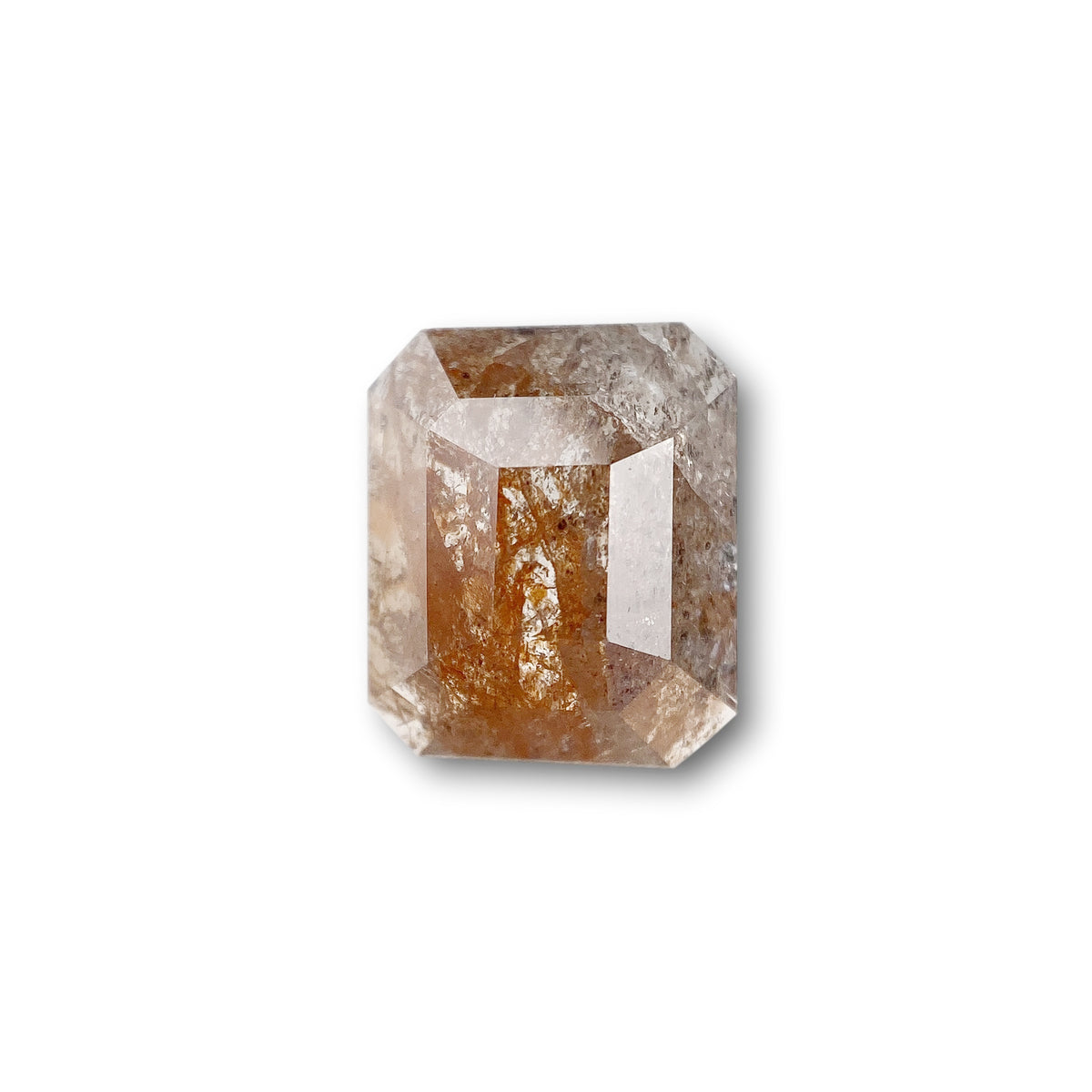 1.82ct | Salt & Pepper Emerald Shape Rose Cut Diamond - Modern Rustic Diamond
