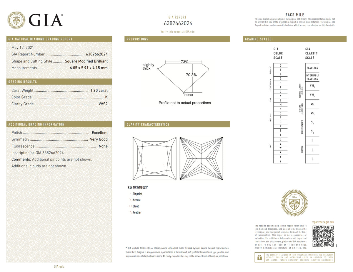 1.20ct | K/VVS2 Princess Shape Brilliant Cut Diamond (GIA) - Modern Rustic Diamond