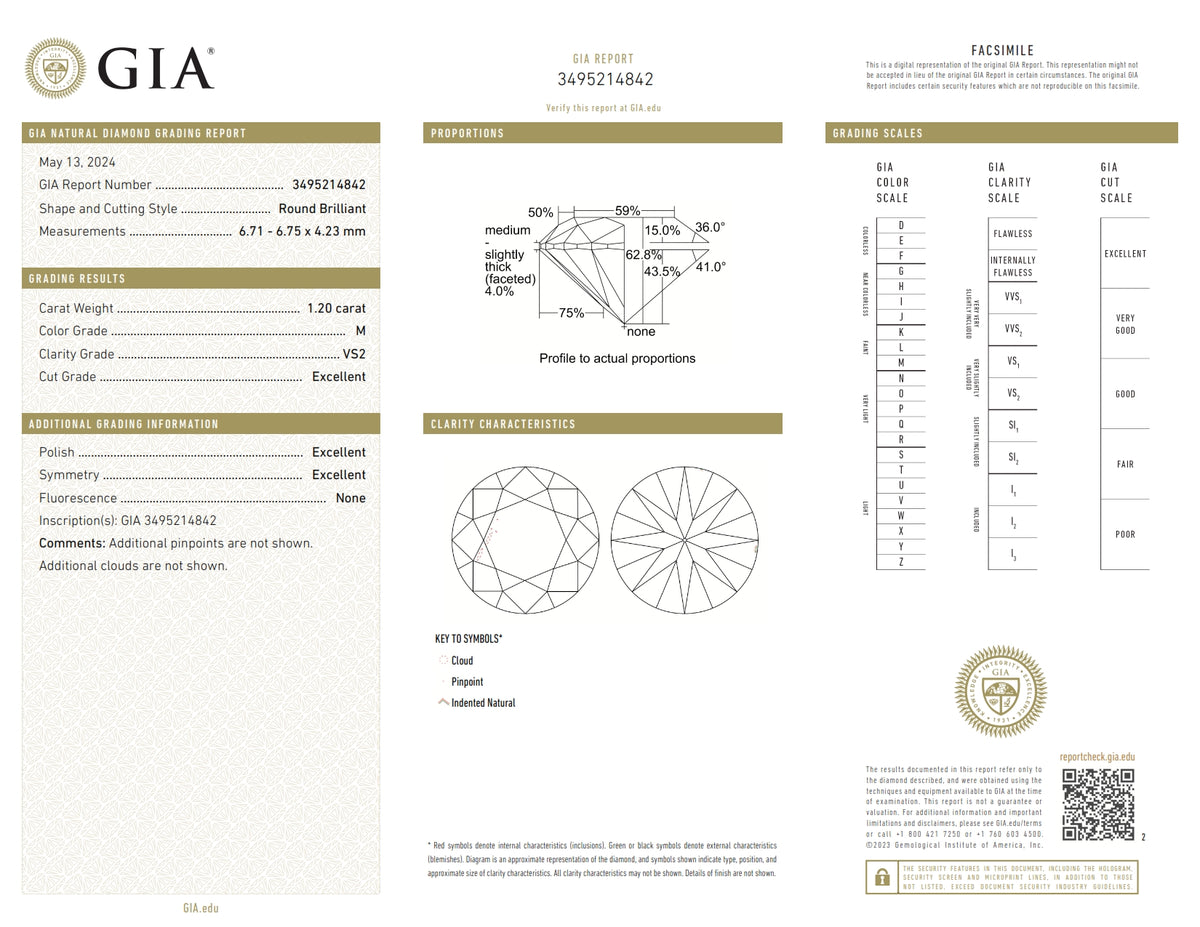 1.20ct | M/VS2 Round Shape Brilliant Cut Diamond (GIA) - Modern Rustic Diamond