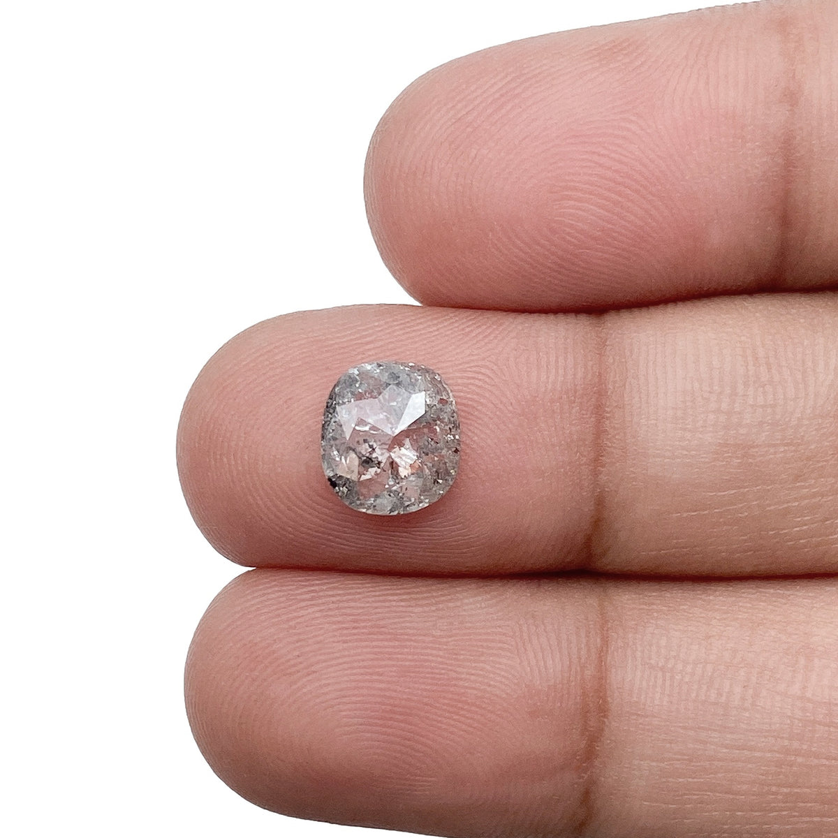 1.20ct | Salt & Pepper Cushion Shape Rose Cut Diamond - Modern Rustic Diamond