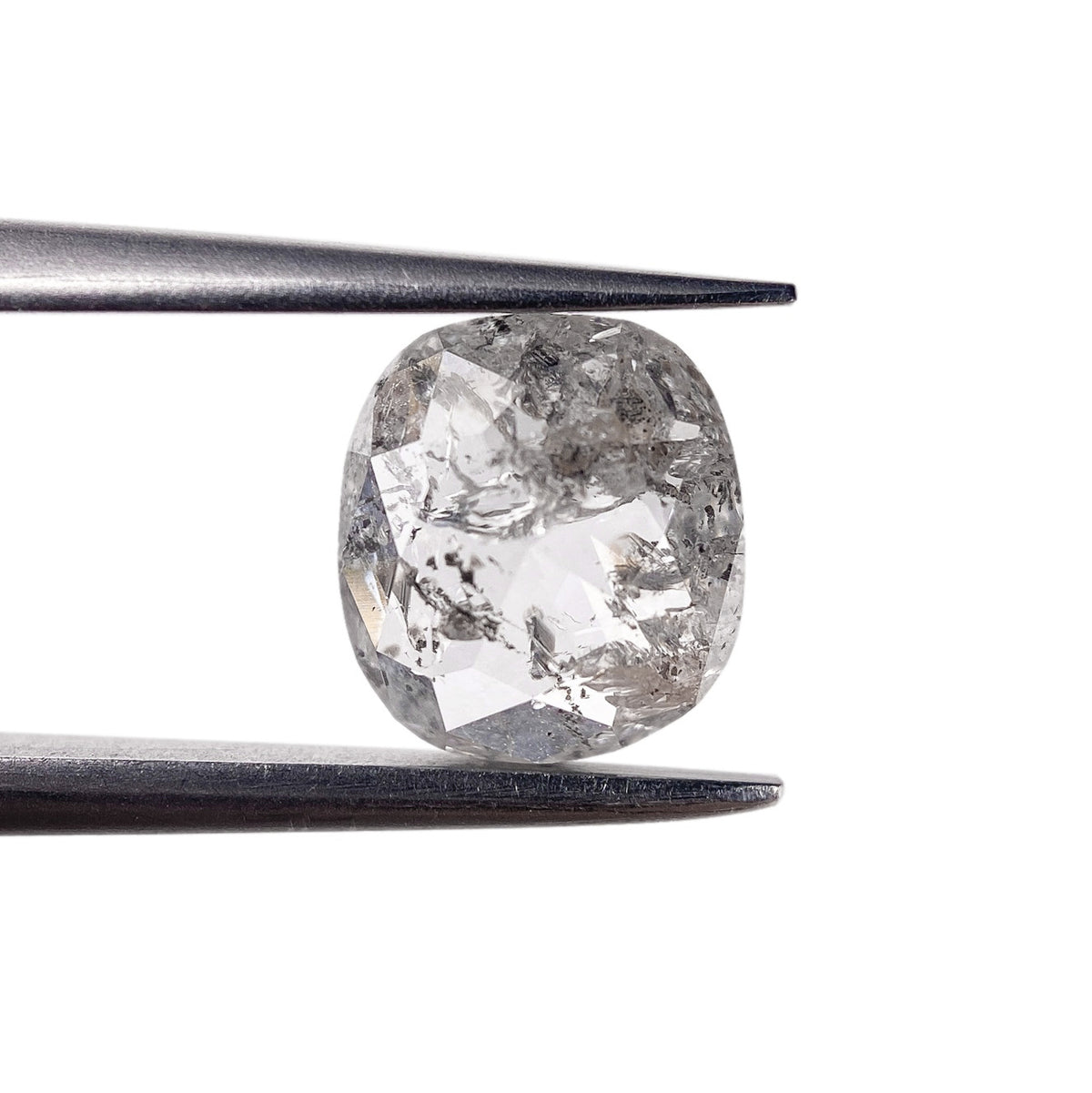 1.20ct | Salt & Pepper Cushion Shape Rose Cut Diamond - Modern Rustic Diamond