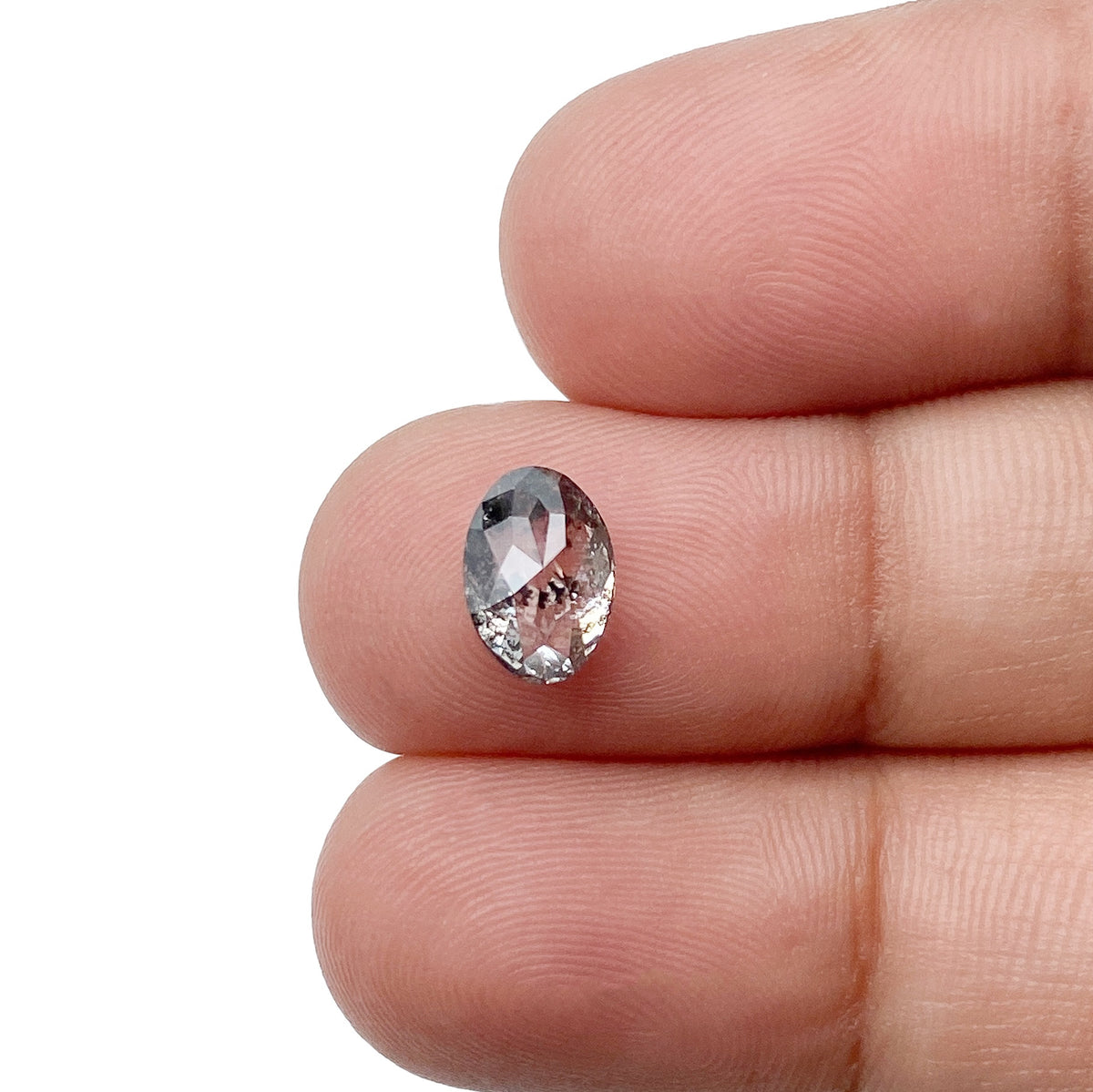 1.20ct | Salt & Pepper Oval Shape Rose Cut Diamond - Modern Rustic Diamond