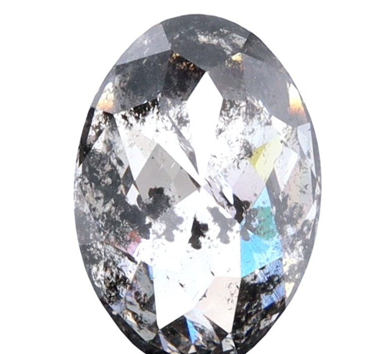 1.20ct | Salt & Pepper Oval Shape Rose Cut Diamond - Modern Rustic Diamond
