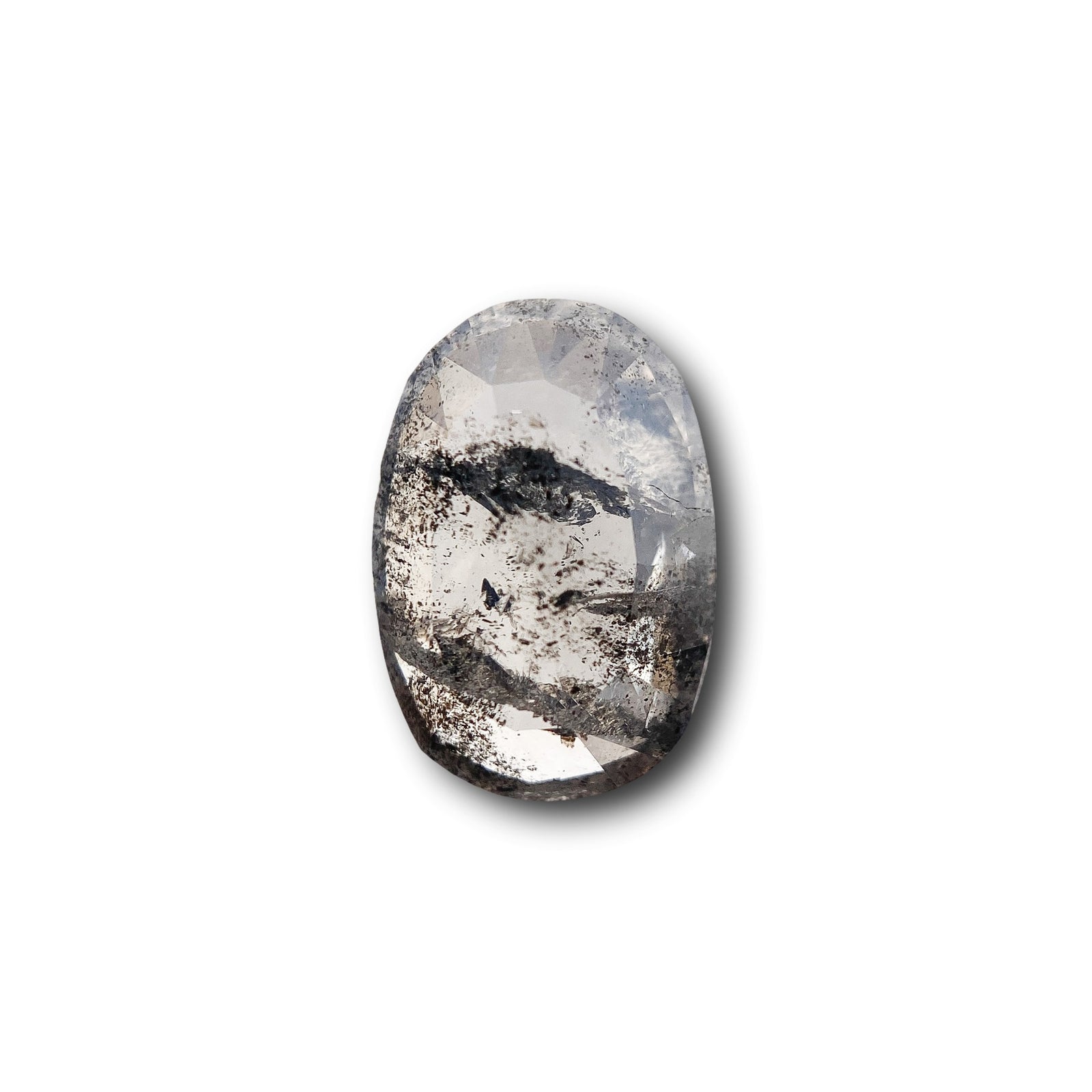 1.94ct | Salt & Pepper Oval Shape Rose Cut Diamond - Modern Rustic Diamond