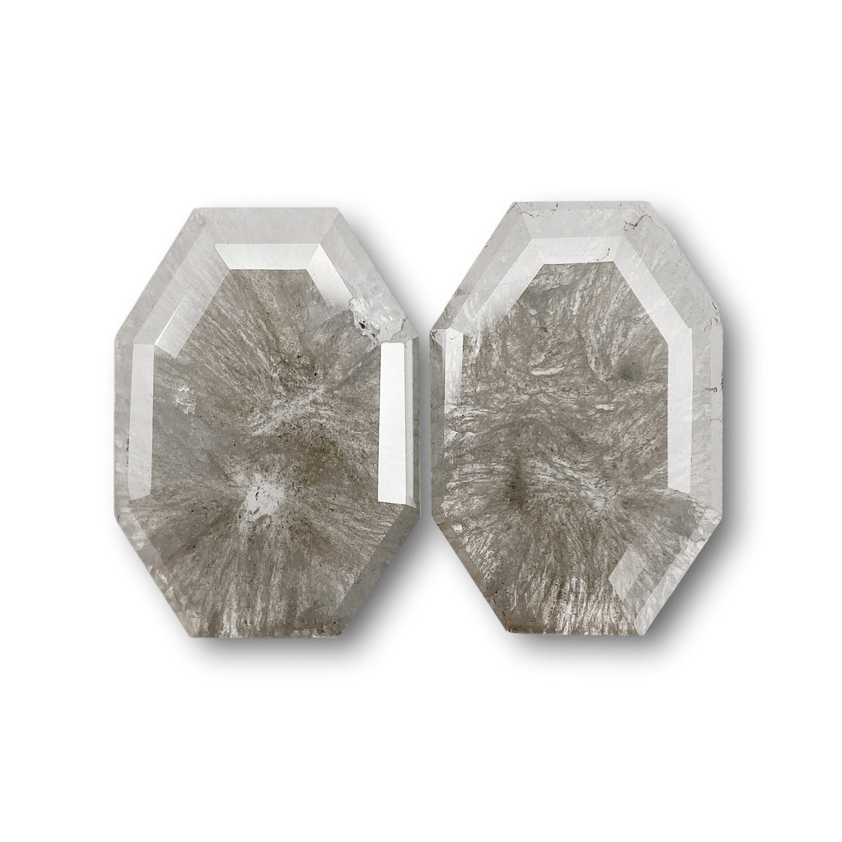 4.34cttw | Salt & Pepper Octagonal Shape Rose Cut Diamond Matched Pair