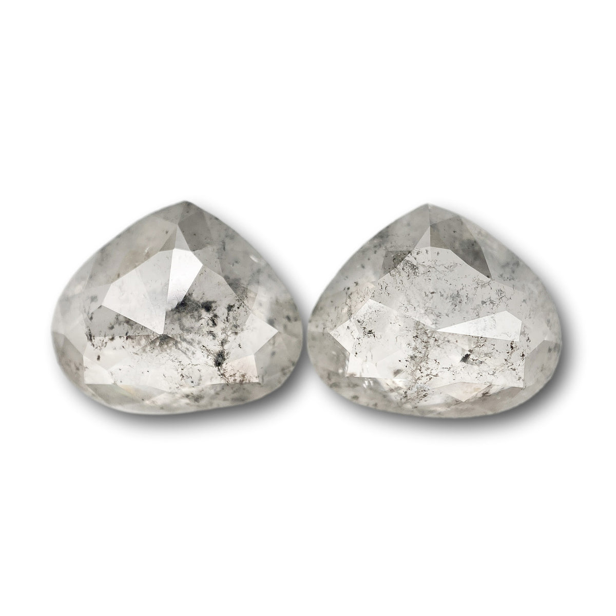 5.87cttw | Salt & Pepper Pear Shape Rose Cut Diamond Matched Pair