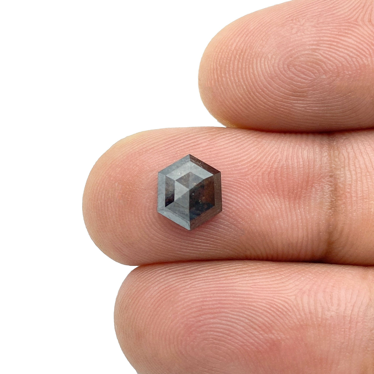 1.21ct | Salt & Pepper Hexagon Shape Rose Cut Diamond - Modern Rustic Diamond