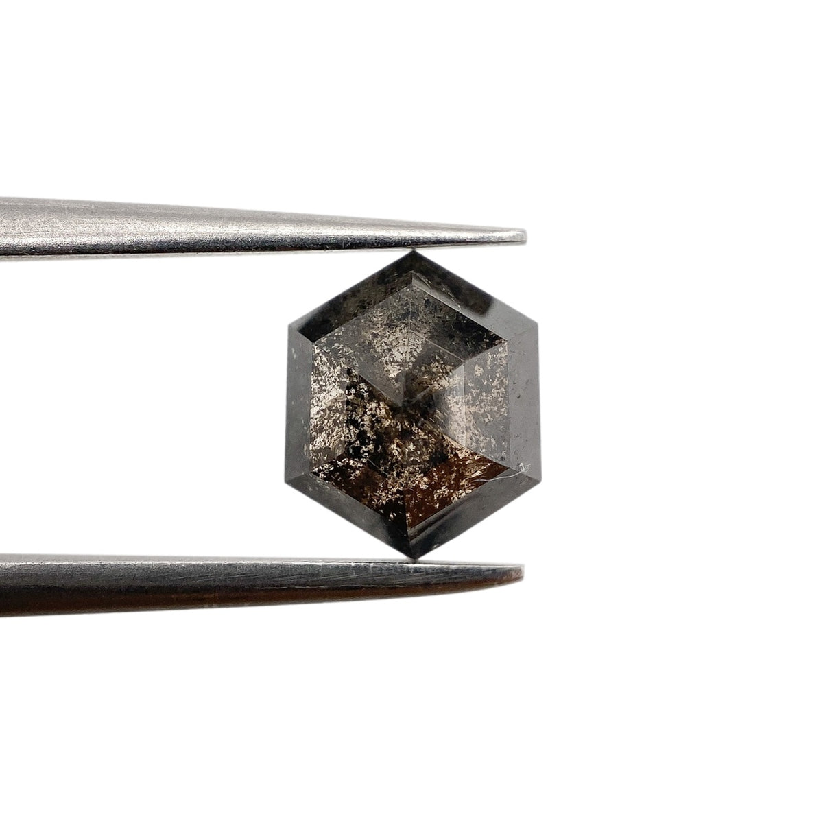 1.21ct | Salt & Pepper Hexagon Shape Rose Cut Diamond - Modern Rustic Diamond