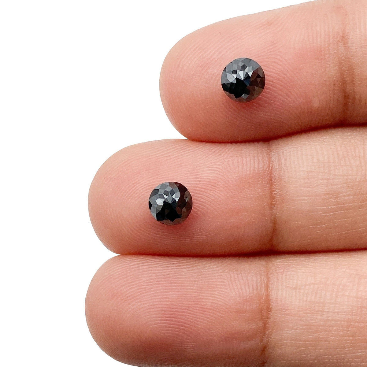 1.21cttw | Black Round Shape Rose Cut Diamond Matched Pair-Modern Rustic Diamond