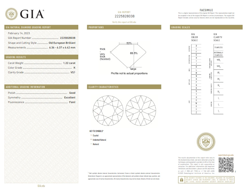 1.22ct | K/VS1 Round Shape Old European Cut Diamond (GIA) - Modern Rustic Diamond