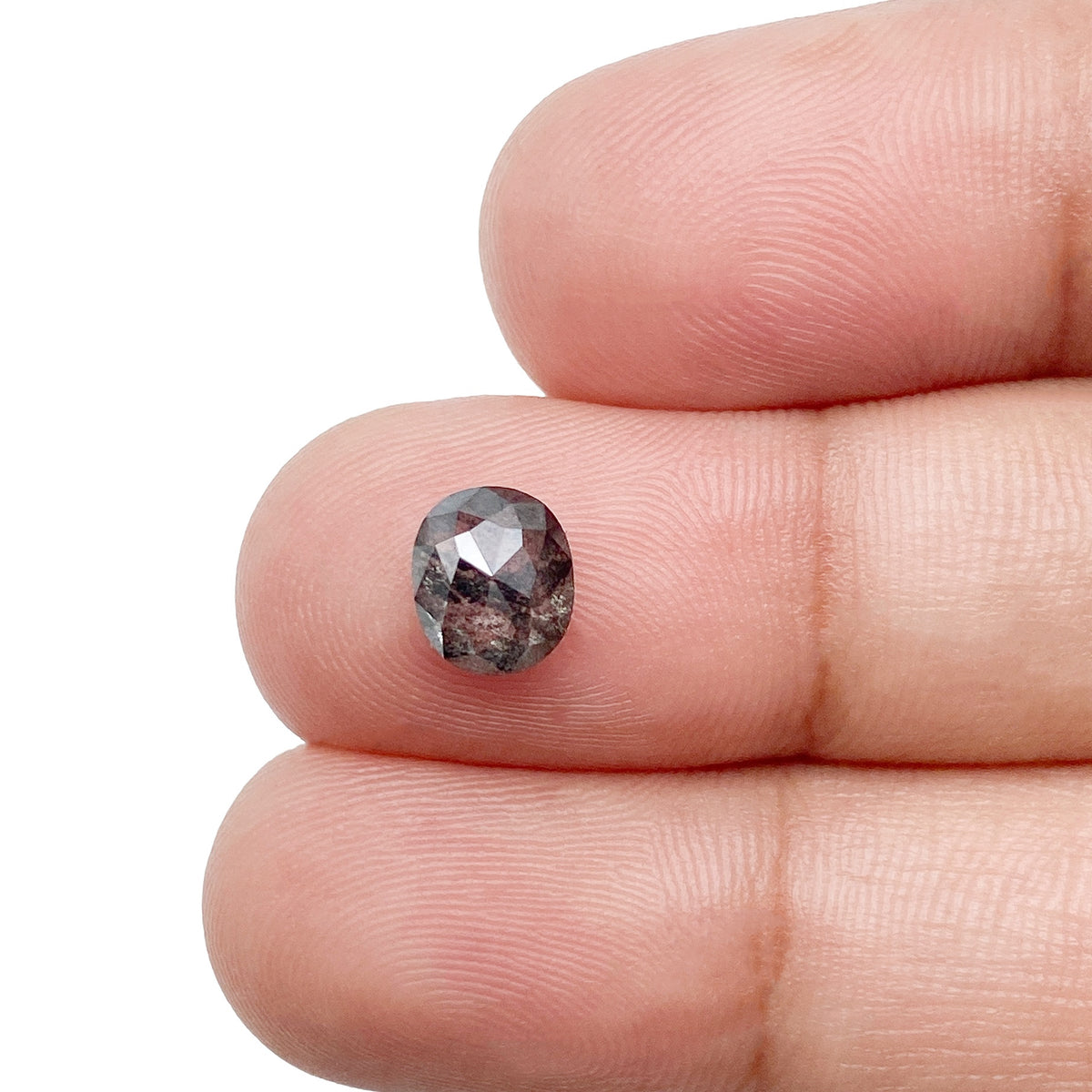 1.22ct | Salt & Pepper Oval Shape Rose Cut Diamond - Modern Rustic Diamond